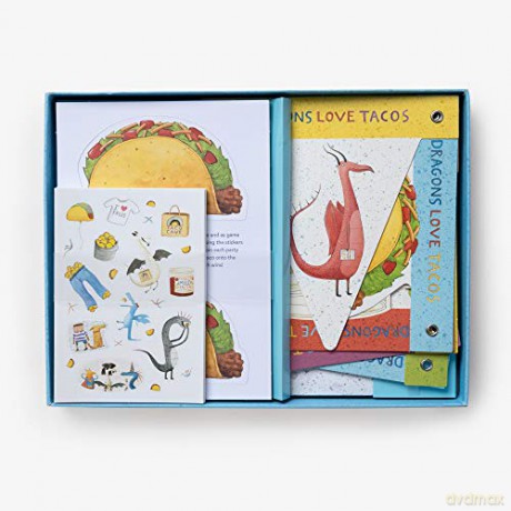 Dragons Love Tacos Party-in-a-Box: Includes Fold-Out Game, Banner, and 20 Sticker Sheets - Adam Rubin [KSIĄŻKA]