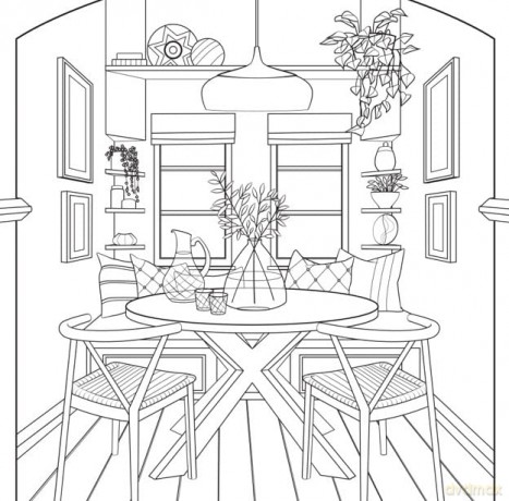 Dream Home: Modern Farmhouse: An Interior Design Coloring Book - Chellie Carroll [KSIĄŻKA]