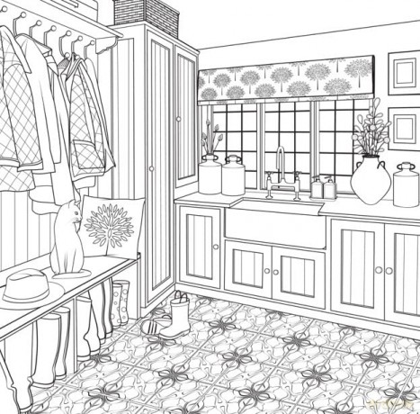Dream Home: Modern Farmhouse: An Interior Design Coloring Book - Chellie Carroll [KSIĄŻKA]