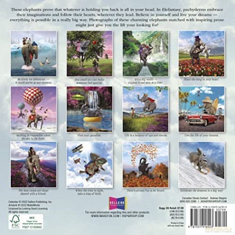 Elefantasy 12-Month 2023 Calendar (MINI 12 MONTH) - Nobleworks [KALENDARZ]