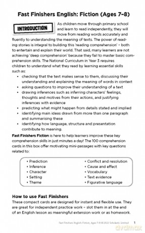 Fiction comprehension challenge cards for gifted readers Ages 7-8 to help master reading skills. (Fast Finishers English) - Pam Dowson [KSIĄŻKA]