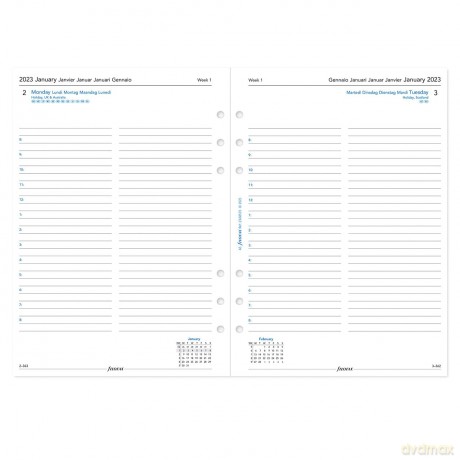 Filofax A5 day per page 5 language appointments diary - 2023, White,23-68515 [KSIĄŻKA]