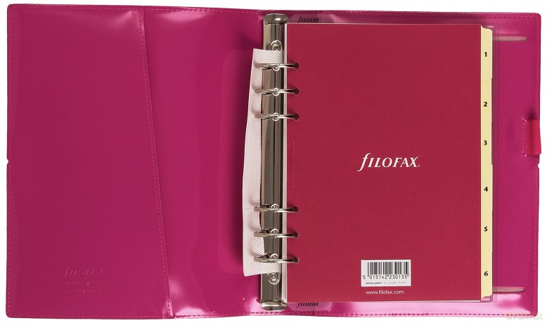 Filofax A5 Domino Patent hot pink organiser