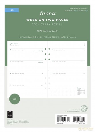 Filofax A5 Eco Week on Two Pages 2024 diary with tabs [KSIĄŻKA]