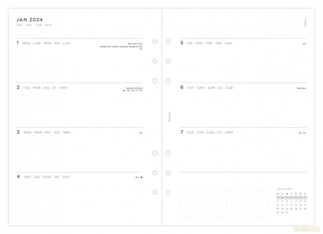 Filofax A5 Minimal week on two pages 2024 diary, White [KSIĄŻKA]