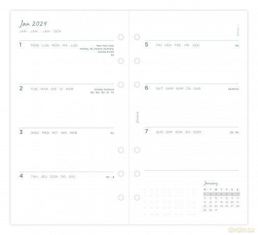 Filofax Personal Eco Week on Two Pages 2024 diary with tabs,White [KSIĄŻKA]