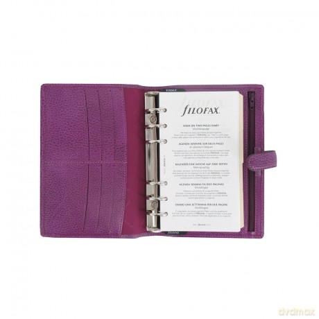 Filofax Personal Finsbury raspberry full grain leather organiser, Ivory/Transparent