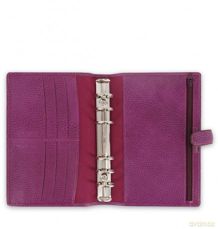 Filofax Personal Finsbury raspberry full grain leather organiser, Ivory/Transparent