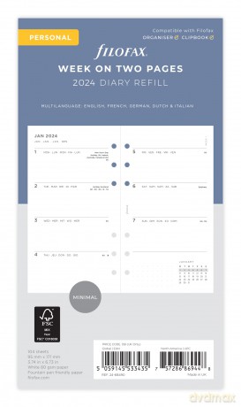 Filofax Personal Minimal week on two pages 2024 diary [KSIĄŻKA]