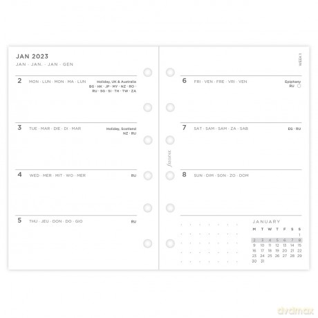 Filofax Pocket Minimal Week on Two Pages 2023 Diary, White (23-68290) [KSIĄŻKA]