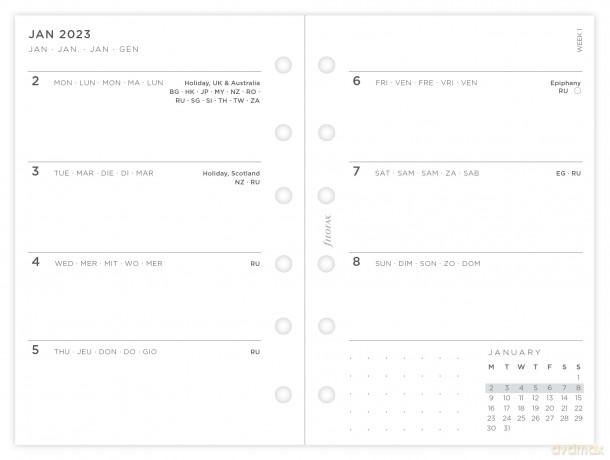 Filofax Pocket Minimal Week on Two Pages 2023 Diary, White (23-68290) [KSIĄŻKA]
