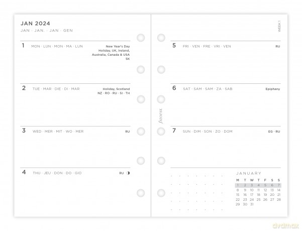 Filofax Pocket Minimal week on two pages 2024 diary, White [KSIĄŻKA]