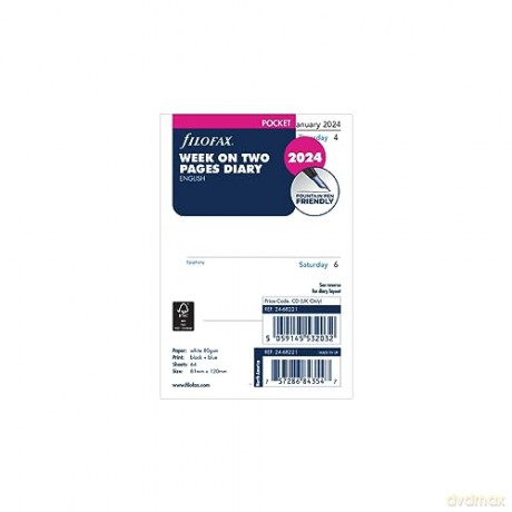 Filofax Pocket Week on two pages English 2024 diary, White [KSIĄŻKA]