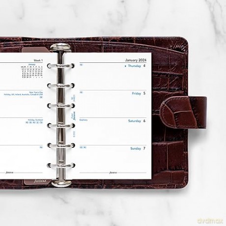 Filofax Pocket Week on two pages English 2024 diary, White [KSIĄŻKA]
