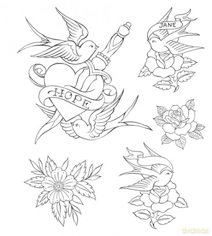 Flash Book, The: Hand-Drawn Tattoos to Color: Tattoo Designs to Color - Chris Garver [KSIĄŻKA]