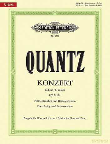 Flute Concerto in G QV 5:174 (Edition for Flute and Piano): Urtext (Edition Peters) - Johann Joachim Quantz [KSIĄŻKA]