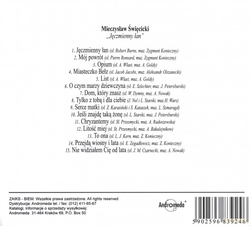 Mieczysław Święcicki: Jęczmienny łan [CD]