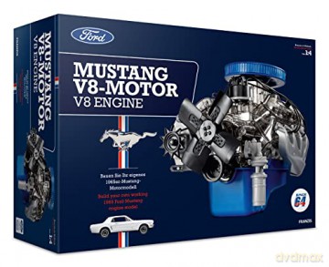 Franzis 67501 Ford Mustang V8 Engine 1:4 Scale Engine Kit with Sound Module, Instructions and 100 Page Accompaniment Book [KSIĄŻKA]