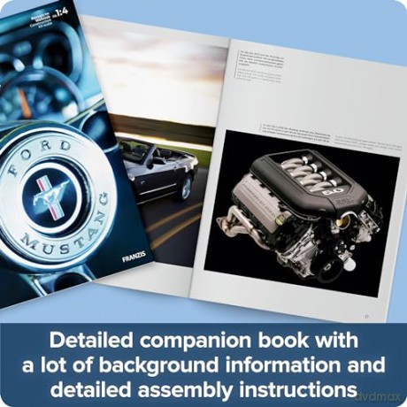 Franzis 67501 Ford Mustang V8 Engine 1:4 Scale Engine Kit with Sound Module, Instructions and 100 Page Accompaniment Book [KSIĄŻKA]