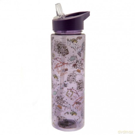 Friends Water Bottle (Phrases Design) Clear Plastic Water Bottle 540ml, Drinks Bottle - Official Merchandise, Violet [KSIĄŻKA]