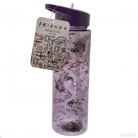 Friends Water Bottle (Phrases Design) Clear Plastic Water Bottle 540ml, Drinks Bottle - Official Merchandise, Violet [KSIĄŻKA]