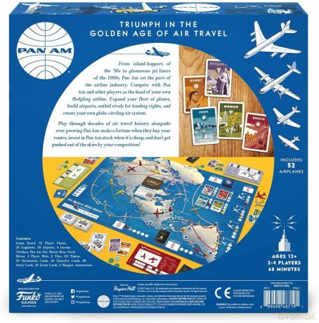 Funko Games: Pan Am - Triumph in the Golden Age of Air Travel! | Fun Strategy Board Game | Includes 52 Miniatures from 4 Airline Eras | For 2-4 Players Ages 12+ [GRA]