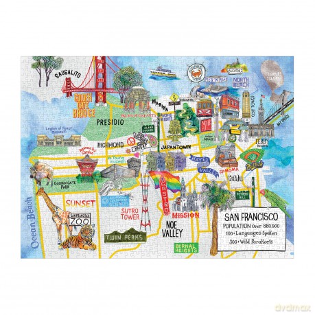 Galison 9780735364639 San Francisco 1000 Piece Puzzle - Galison [PUZZLE]