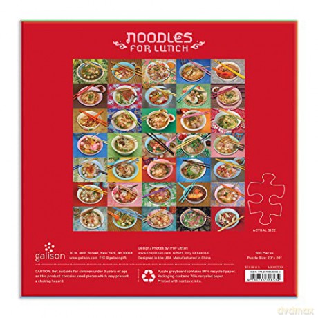 Galison 9780735366534 Noodles for Lunch Jigsaw Puzzle, Multicoloured, 500 Pieces - Galison [PUZZLE]