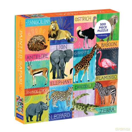 Galison 9780735366671 Painted Safari Jigsaw Puzzle, Multicoloured, 500 Pieces - Galison Mudpuppy [PUZZLE]