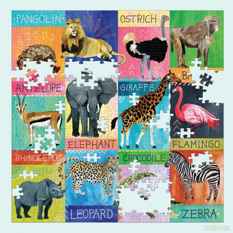 Galison 9780735366671 Painted Safari Jigsaw Puzzle, Multicoloured, 500 Pieces - Galison Mudpuppy [PUZZLE]