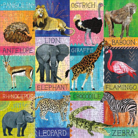 Galison 9780735366671 Painted Safari Jigsaw Puzzle, Multicoloured, 500 Pieces - Galison Mudpuppy [PUZZLE]