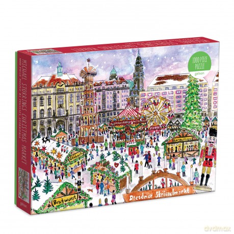 Galison 9780735366763 Michael Storrings Christmas Market 1000 Piece Puzzle, Dresden - Michael Storrings [PUZZLE]