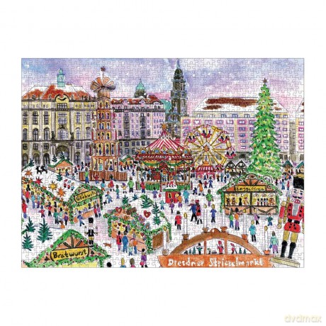 Galison 9780735366763 Michael Storrings Christmas Market 1000 Piece Puzzle, Dresden - Michael Storrings [PUZZLE]