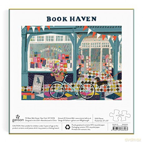 Galison 9780735368583 Book Haven 1000 Piece Puzzle in Square Box - Victoria Ball [PUZZLE]