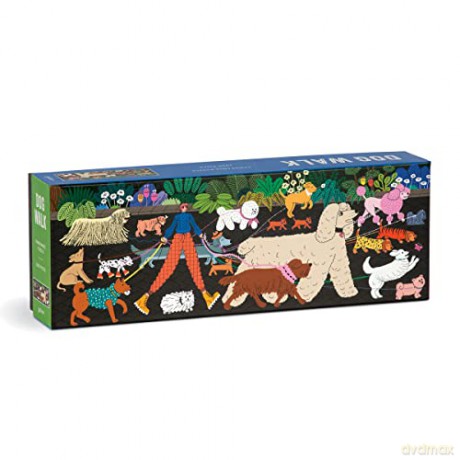Galison 9780735369528 Dog Walk 1000 Piece Panoramic Puzzle - Galison Mudpuppy [PUZZLE]