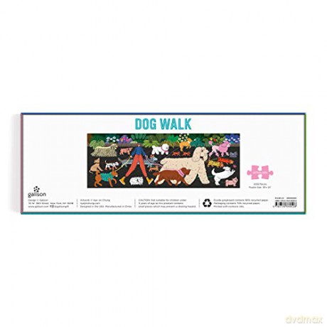 Galison 9780735369528 Dog Walk 1000 Piece Panoramic Puzzle - Galison Mudpuppy [PUZZLE]
