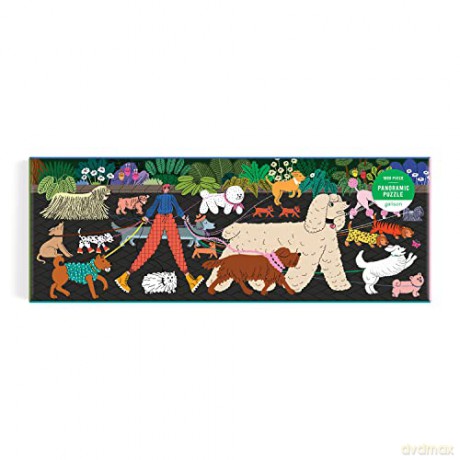 Galison 9780735369528 Dog Walk 1000 Piece Panoramic Puzzle - Galison Mudpuppy [PUZZLE]