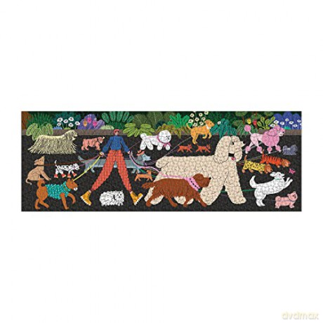Galison 9780735369528 Dog Walk 1000 Piece Panoramic Puzzle - Galison Mudpuppy [PUZZLE]