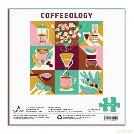 Galison 9780735369696 Coffeeology 500 Piece Puzzle - Galison Mudpuppy [PUZZLE]