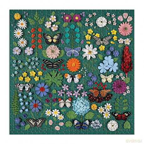 Galison 9780735369702 Butterfly Botanica 500 Puzzle with Shaped Pieces - Galison Mudpuppy [PUZZLE]