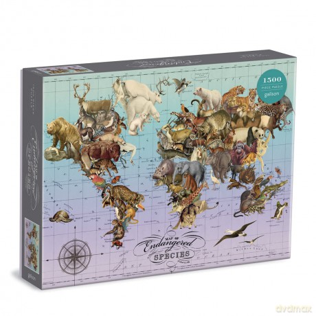 Galison 9780735369900 Wendy Gold Endangered Species 1500 Piece Puzzle - Wendy Gold [PUZZLE]