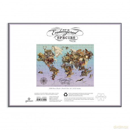Galison 9780735369900 Wendy Gold Endangered Species 1500 Piece Puzzle - Wendy Gold [PUZZLE]