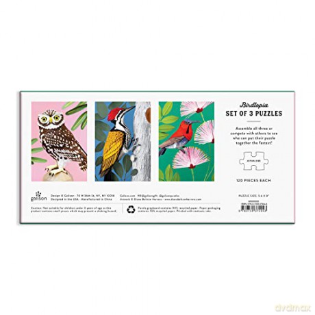 Galison 9780735370043 Birdtopia Puzzle Set - Galison Mudpuppy [PUZZLE]