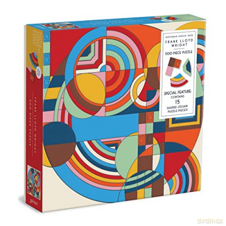 Galison 9780735370104 Frank Lloyd Wright Hoffman House Rug 500 Puzzle with Shaped Pieces, Red - Frank Lloyd Wright [PUZZLE]