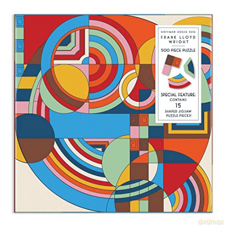 Galison 9780735370104 Frank Lloyd Wright Hoffman House Rug 500 Puzzle with Shaped Pieces, Red - Frank Lloyd Wright [PUZZLE]