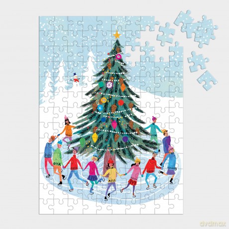 Galison 9780735370159 Tree Skaters 130 Piece Puzzle Ornament - Louise Cunningham [KSIĄŻKA]