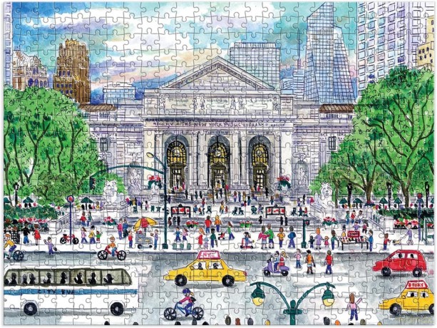 Galison 9780735370173 Michael Storrings Springtime at The Library 500 Piece Double-Sided Puzzle - Michael Storrings [PUZZLE]