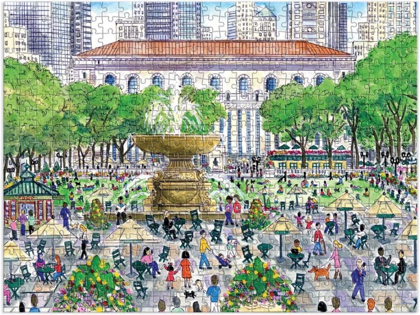 Galison 9780735370173 Michael Storrings Springtime at The Library 500 Piece Double-Sided Puzzle - Michael Storrings [PUZZLE]