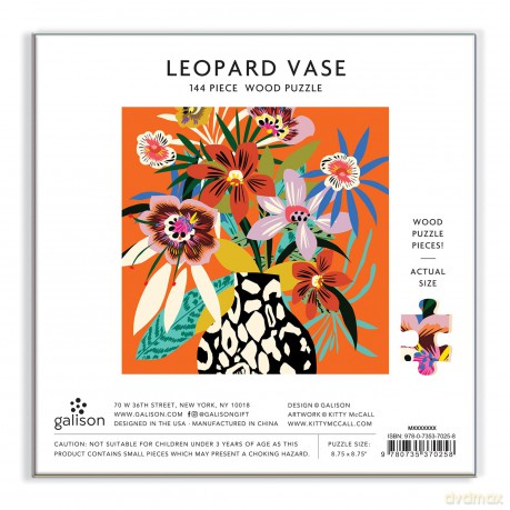 Galison 9780735370258 Kitty McCall Leopard Vase 144 Piece Wood Puzzle - Galison Mudpuppy [KSIĄŻKA]