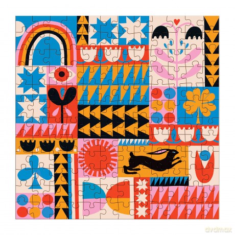 Galison 9780735370272 Lisa Congdon Rabbit Quilt 144 Piece Wood Puzzle - Lisa Congdon [PUZZLE]